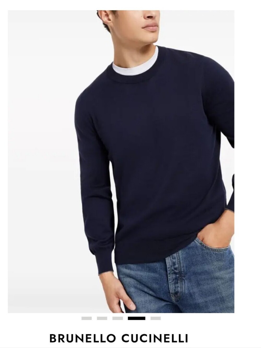 Brunello Cucinelli Slim Fit Navy Blue Cotton Long Sleeve Shirt Luxury Men's L